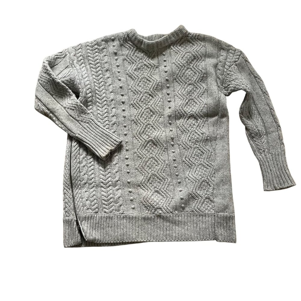 J. CREW Women's wool side-zip oversize cable sweater with side zipper